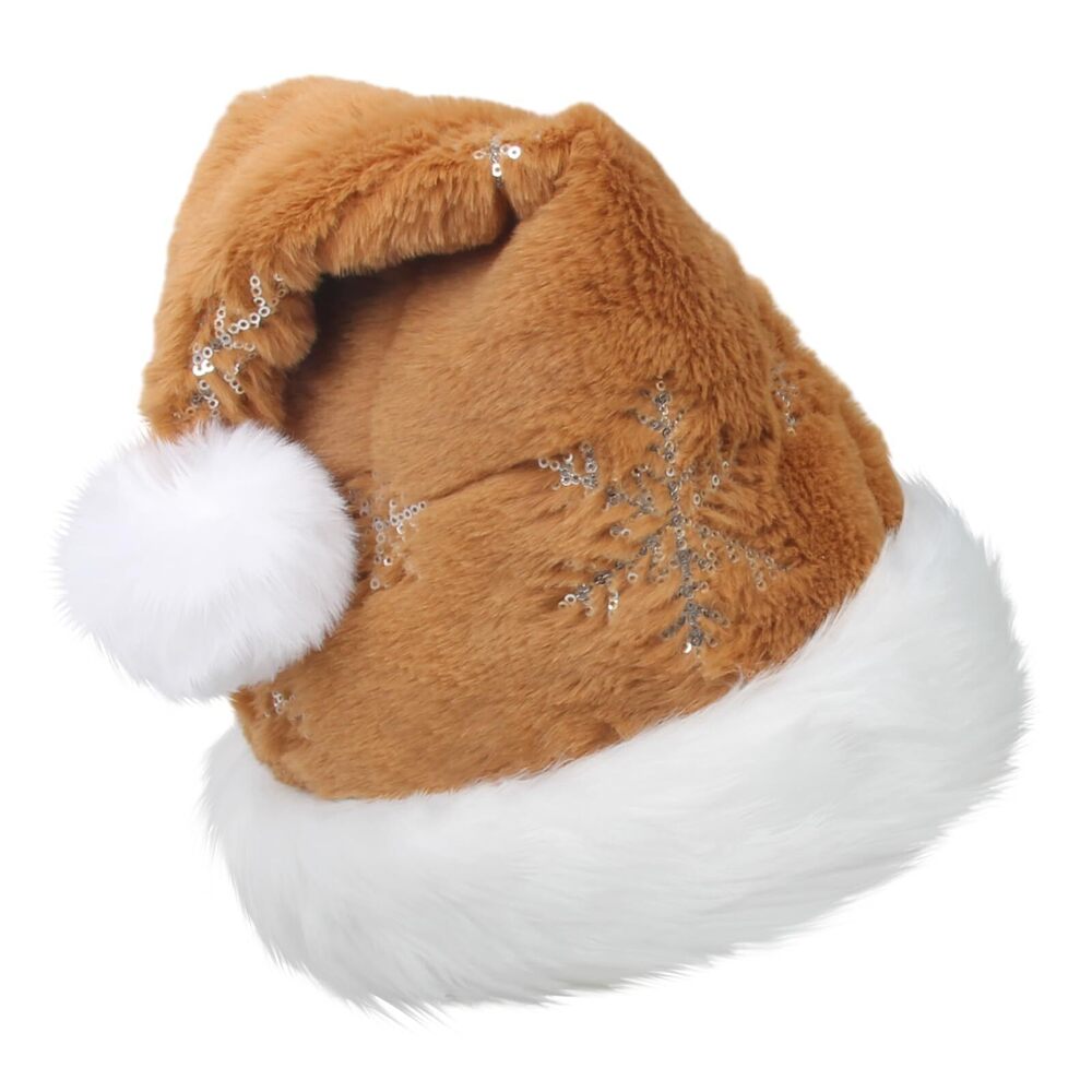2390 "Soft Comfort Plush Christmas Hat, Unisex Santa Hat with Silver